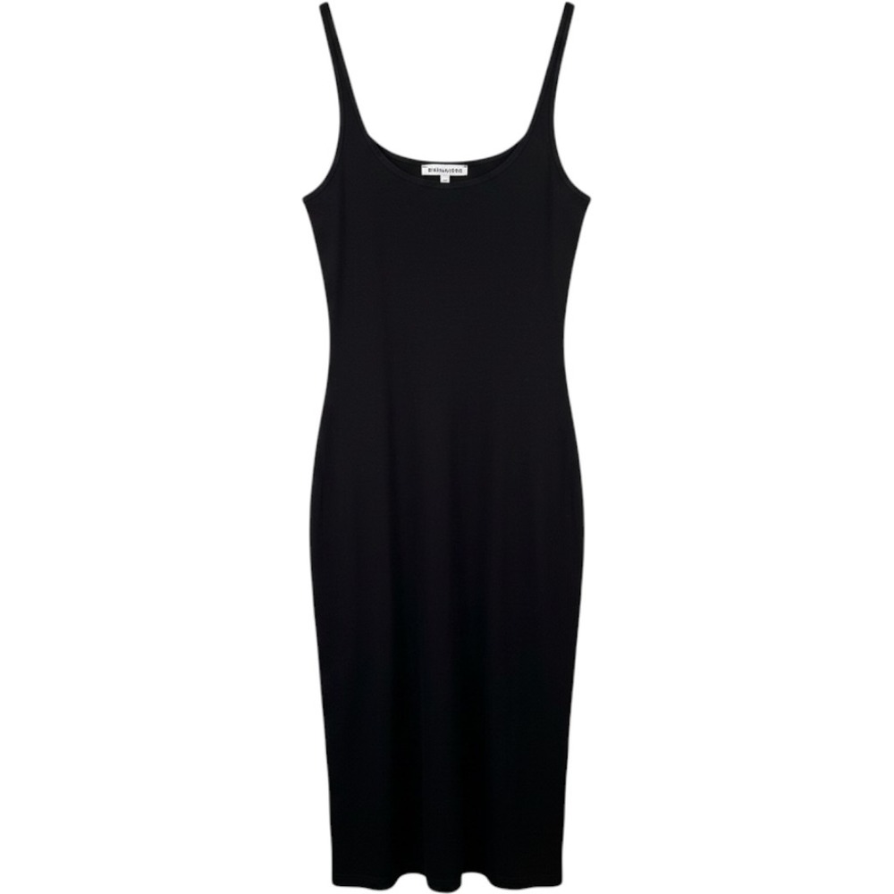 Reformation Tencel Jersey Tank Dress Black M Knee Length Midi 90's Minimalist
